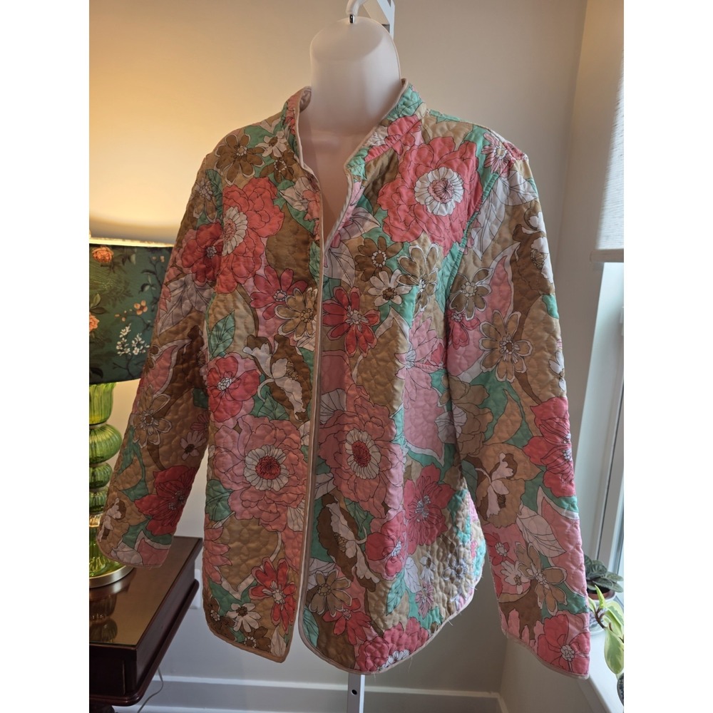 Alfred Dunner Light Weight Floral Quilted Jacket Size 16W Preppy - Picture 2 of 13